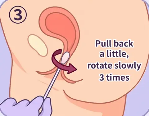 Step 3: pull back slightly, rotate slowly 3 times